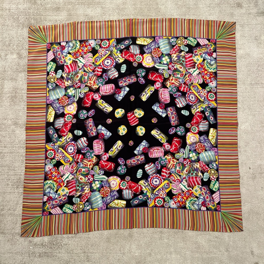 Bottega Veneta Veneta Multi-Colored Millefiori Themed Silk Scarf Candy Print - Picture 2 of 6